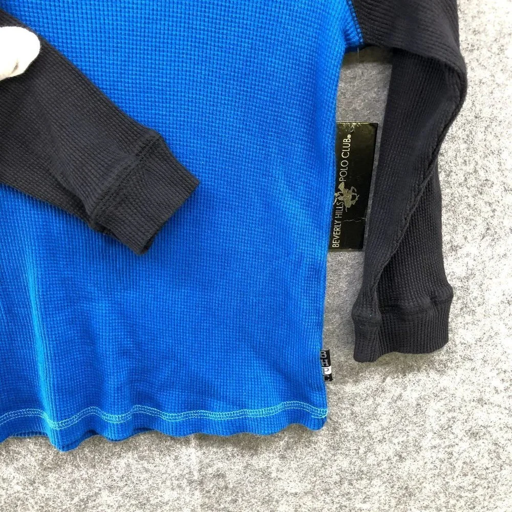 NWT Beverly Hills Polo Club Boys Size L (7) Blue Long Sleeve Henley‎ Shirt